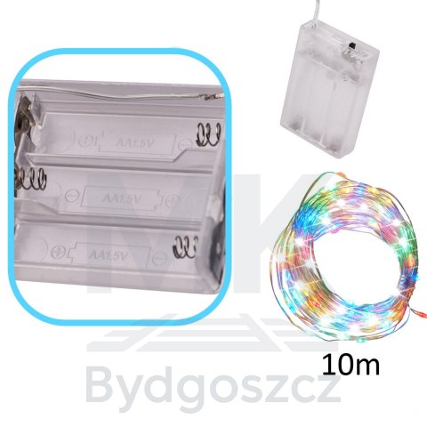 Lampki LED druciki dekoracyjne świąteczne choinkowe 10m 100LED multikolor Lampki LED druciki dekoracyjne świąteczne choinkowe 10m 100LED multikolor