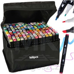 Markery dwustronne alkoholowe w etui 168 sztuk