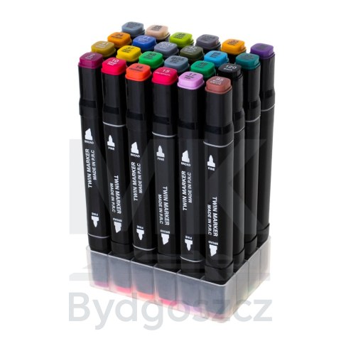 Markery dwustronne mazaki alkoholowe w etui 24 + podstawka Markery dwustronne mazaki alkoholowe w etui 24 + podstawka