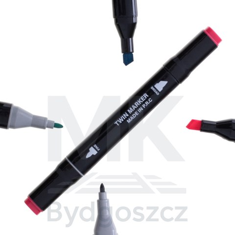 Markery dwustronne mazaki alkoholowe w etui 24 + podstawka Markery dwustronne mazaki alkoholowe w etui 24 + podstawka
