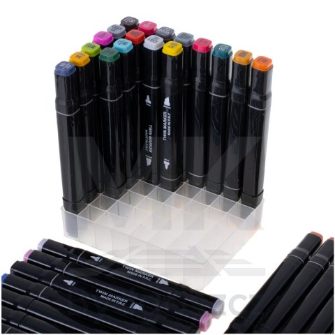 Markery dwustronne mazaki alkoholowe w etui 48 + podstawka Markery dwustronne mazaki alkoholowe w etui 48 + podstawka