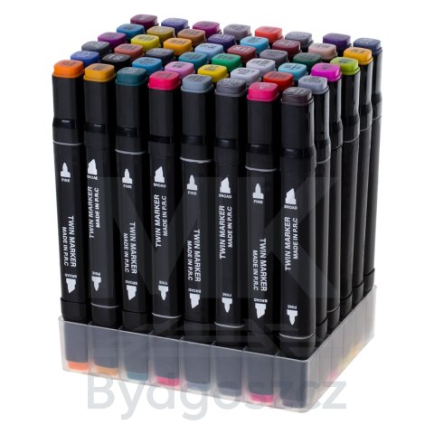 Markery dwustronne mazaki alkoholowe w etui 48 + podstawka Markery dwustronne mazaki alkoholowe w etui 48 + podstawka