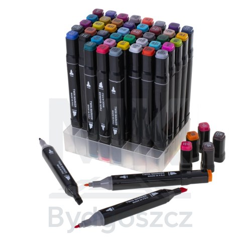 Markery dwustronne mazaki alkoholowe w etui 48 + podstawka Markery dwustronne mazaki alkoholowe w etui 48 + podstawka