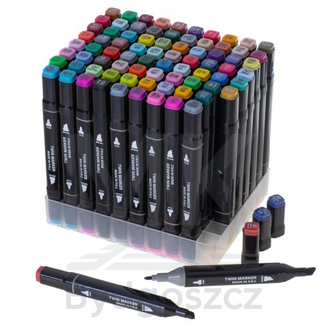 Markery dwustronne mazaki alkoholowe w etui 80 + podstawka Markery dwustronne mazaki alkoholowe w etui 80 + podstawka