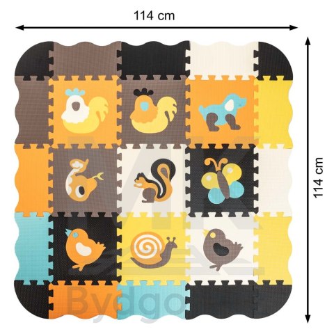 Mata edukacyjna piankowa puzzle zwierzątka kolorowa 114 x 114 cm 25 elementów Mata edukacyjna piankowa puzzle zwierzątka kolorowa 114 x 114 cm 25 elementów