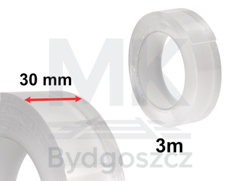 Taśma dwustronna nano montażowa wodoodporna 30mmx3m Taśma dwustronna nano montażowa wodoodporna 30mmx3m