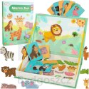 Książeczka magnetyczna układanka puzzle na magnes zwierzęta safari 47el.