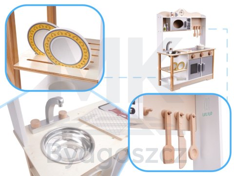 Kuchnia dla dzieci drewniana MDF LULILO KUKETO akcesoria 85cm Kuchnia dla dzieci drewniana MDF LULILO KUKETO akcesoria 85cm