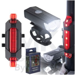 Lampka rowerowa LED RALLEX zestaw tył-przód na rower kierownicę USB