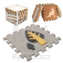 Mata edukacyjna piankowa puzzle brązowa 143 x 143 cm 36 elementów