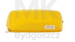 Piórnik szkolny trzykomorowy saszetka kosmetyczka organizer potrójny zamek na kredki mazaki kosmetyki 3w1 żółty