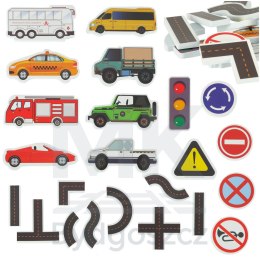 Zabawka do kąpieli wanny wodna dla dzieci naklejki piankowe autka ulica puzzle 23 el.