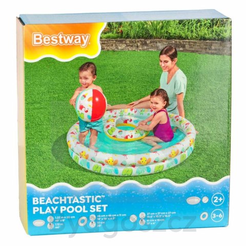 Basen dmuchany ogrodowy 3w1 dla dzieci kółko piłka BESTWAY 51124 122cm Basen dmuchany ogrodowy 3w1 dla dzieci kółko piłka BESTWAY 51124 122cm
