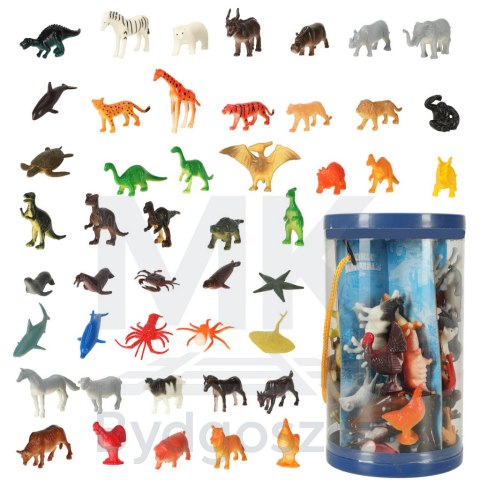 Figurki zwierzęta morskie dzikie zagrodowe dinozaury zestaw mix 48sztuk