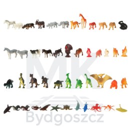 Figurki zwierzęta morskie dzikie zagrodowe dinozaury zestaw mix 48sztuk