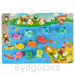 Gra drewniana rybki łowienie rybek na magnes pszczółki montessori