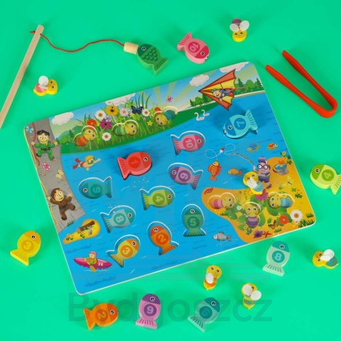Gra drewniana rybki łowienie rybek na magnes pszczółki montessori Gra drewniana rybki łowienie rybek na magnes pszczółki montessori