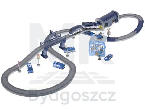 Kolejka elektryczna pociąg policja autka 92 elementy ~300cm Kolejka elektryczna pociąg policja autka 92 elementy ~300cm