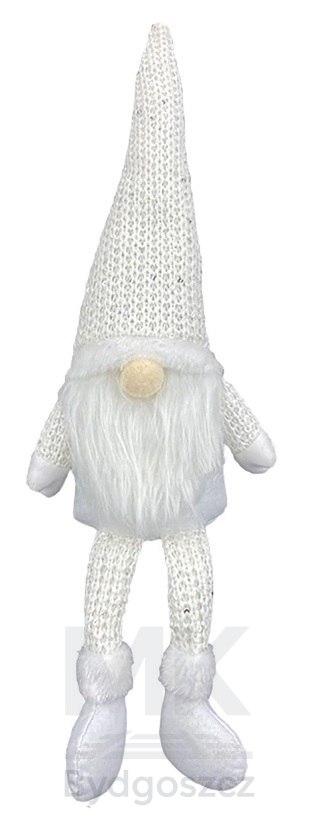 Krasnal skrzat świąteczny z brodą biały 47cm Krasnal skrzat świąteczny z brodą biały 47cm
