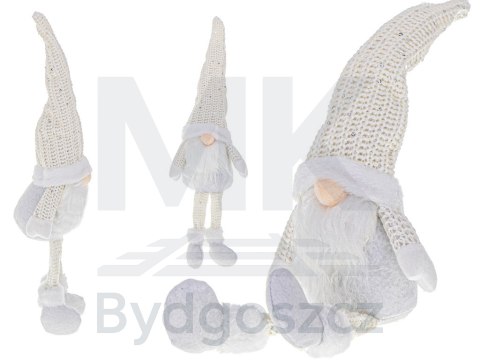 Krasnal skrzat świąteczny z brodą biały 47cm Krasnal skrzat świąteczny z brodą biały 47cm