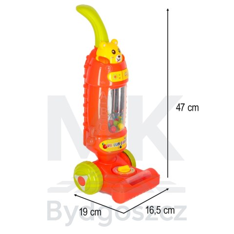 Odkurzacz dla dzieci pionowy interaktywny z dźwiękiem malinowy 46cm Odkurzacz dla dzieci pionowy interaktywny z dźwiękiem malinowy 46cm