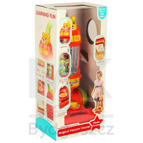 Odkurzacz dla dzieci pionowy interaktywny z dźwiękiem malinowy 46cm Odkurzacz dla dzieci pionowy interaktywny z dźwiękiem malinowy 46cm