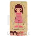 Puzzle drewniane warstwowe budowa ciała montessori dziewczynka