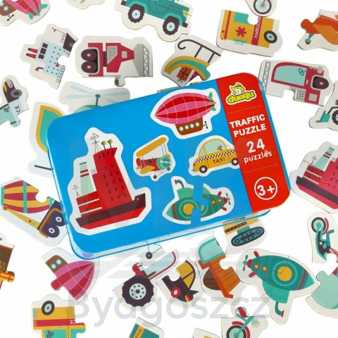 Puzzle w puszce pojazdy 24 puzzle
