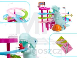Tor zjeżdżalnia wyścig dinozaurów tor dinozaur ruchome schody światła dźwięk