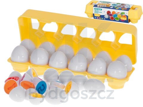Układanka edukacyjna sorter dopasuj kształty cyferki jajka 12 sztuk Układanka edukacyjna sorter dopasuj kształty cyferki jajka 12 sztuk