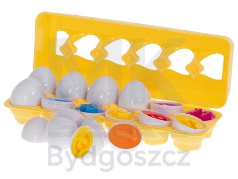 Układanka edukacyjna sorter dopasuj kształty cyferki jajka 12 sztuk Układanka edukacyjna sorter dopasuj kształty cyferki jajka 12 sztuk
