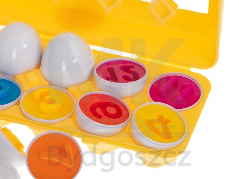Układanka edukacyjna sorter dopasuj kształty cyferki jajka 12 sztuk Układanka edukacyjna sorter dopasuj kształty cyferki jajka 12 sztuk
