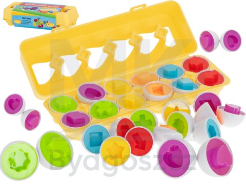 Układanka edukacyjna sorter dopasuj kształty jajka 12 sztuk Układanka edukacyjna sorter dopasuj kształty jajka 12 sztuk