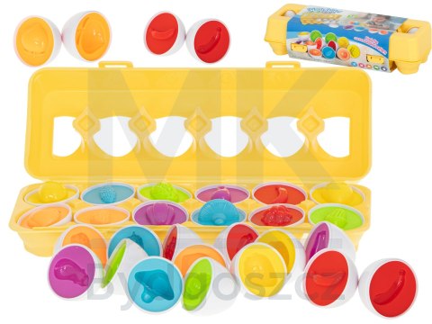 Układanka edukacyjna sorter dopasuj kształty owoce jajka 12 sztuk
