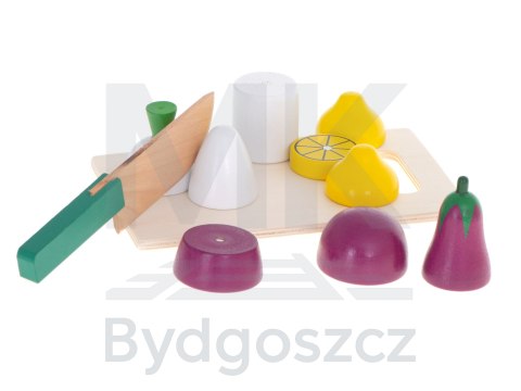 Warzywa drewniane do krojenia na magnes w skrzynce + akcesoria Warzywa drewniane do krojenia na magnes w skrzynce + akcesoria