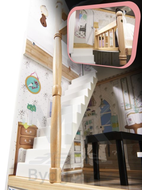 Domek dla lalek drewniany MDF mebelki 122cm XXL LED Domek dla lalek drewniany MDF mebelki 122cm XXL LED
