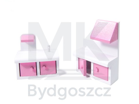 Domek dla lalek drewniany MDF mebelki 70cm różowy LED Domek dla lalek drewniany MDF mebelki 70cm różowy LED
