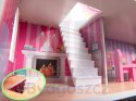 Domek dla lalek drewniany MDF mebelki 70cm różowy LED