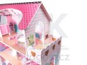 Domek dla lalek drewniany MDF mebelki 70cm różowy LED