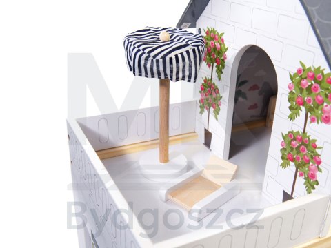 Domek dla lalek drewniany MDF mebelki 78cm czarny LED Domek dla lalek drewniany MDF mebelki 78cm czarny LED