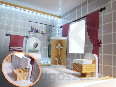 Domek dla lalek drewniany MDF mebelki 78cm czarny LED Domek dla lalek drewniany MDF mebelki 78cm czarny LED