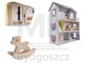 Domek dla lalek drewniany mebelki 70cm szary