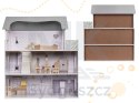 Domek dla lalek drewniany mebelki 70cm szary