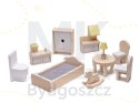 Domek dla lalek drewniany mebelki 70cm szary