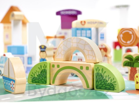 Klocki drewniane edukacyjne miasto puzzle 120el. Klocki drewniane edukacyjne miasto puzzle 120el.