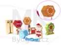 Klocki drewniane edukacyjne miasto puzzle 120el.