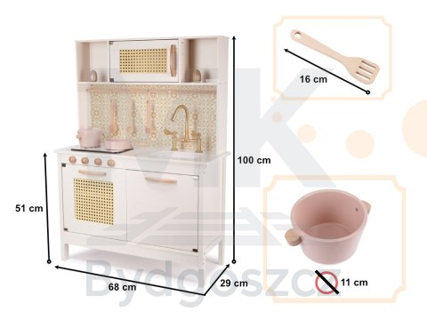 Kuchnia dla dzieci drewniana MDF retro z akcesoriami BOHO 100cm Kuchnia dla dzieci drewniana MDF retro z akcesoriami BOHO 100cm
