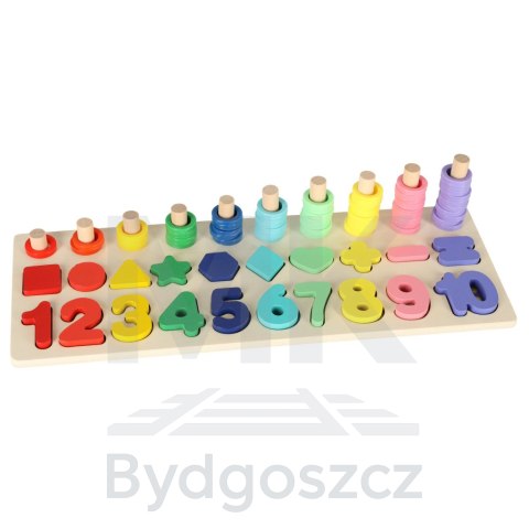 Liczydło drewniane sorter cyfry montessori 3w1 13x36cm Liczydło drewniane sorter cyfry montessori 3w1 13x36cm