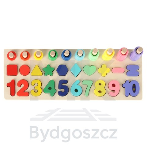 Liczydło drewniane sorter cyfry montessori 3w1 13x36cm Liczydło drewniane sorter cyfry montessori 3w1 13x36cm