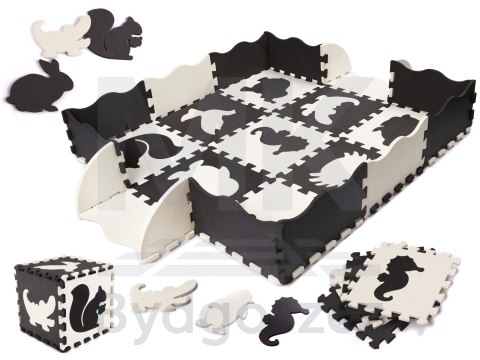 Mata edukacyjna piankowa puzzle 114 x 114 x 1 cm czarna 25 elementów Mata edukacyjna piankowa puzzle 114 x 114 x 1 cm czarna 25 elementów